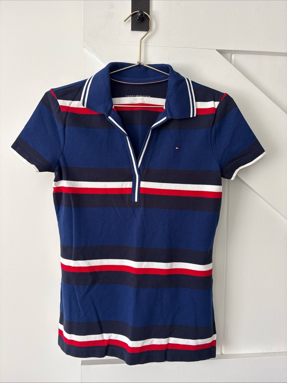 Tommy Hilfiger Women's Polo Short Sleeve Shirt XXS Striped Logo Classic